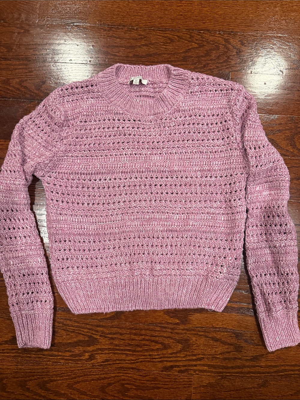 Z Supply Open-Knit Crewneck Sweater in Dusty Rose